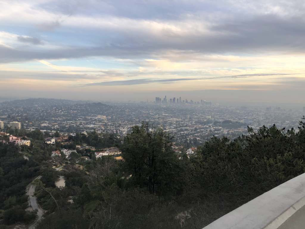 Cities that Celebrate the Hispanic Community A foggy Los Angeles skyline from afar